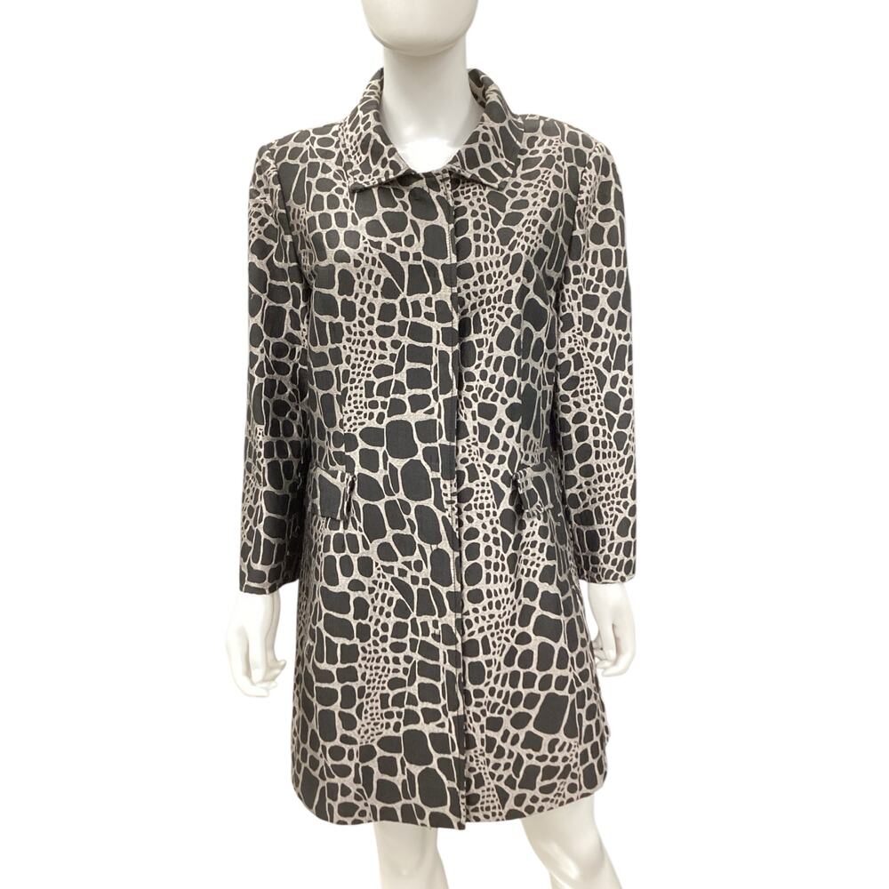 Carlisle Duster Women’s Size 14 Viscose Silk Blend Buttons Black & Metal Color